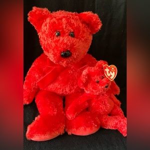 Ty Valentine’s Buddy beanie / Beanie baby SIZZLE Red Bears with tag/tash
